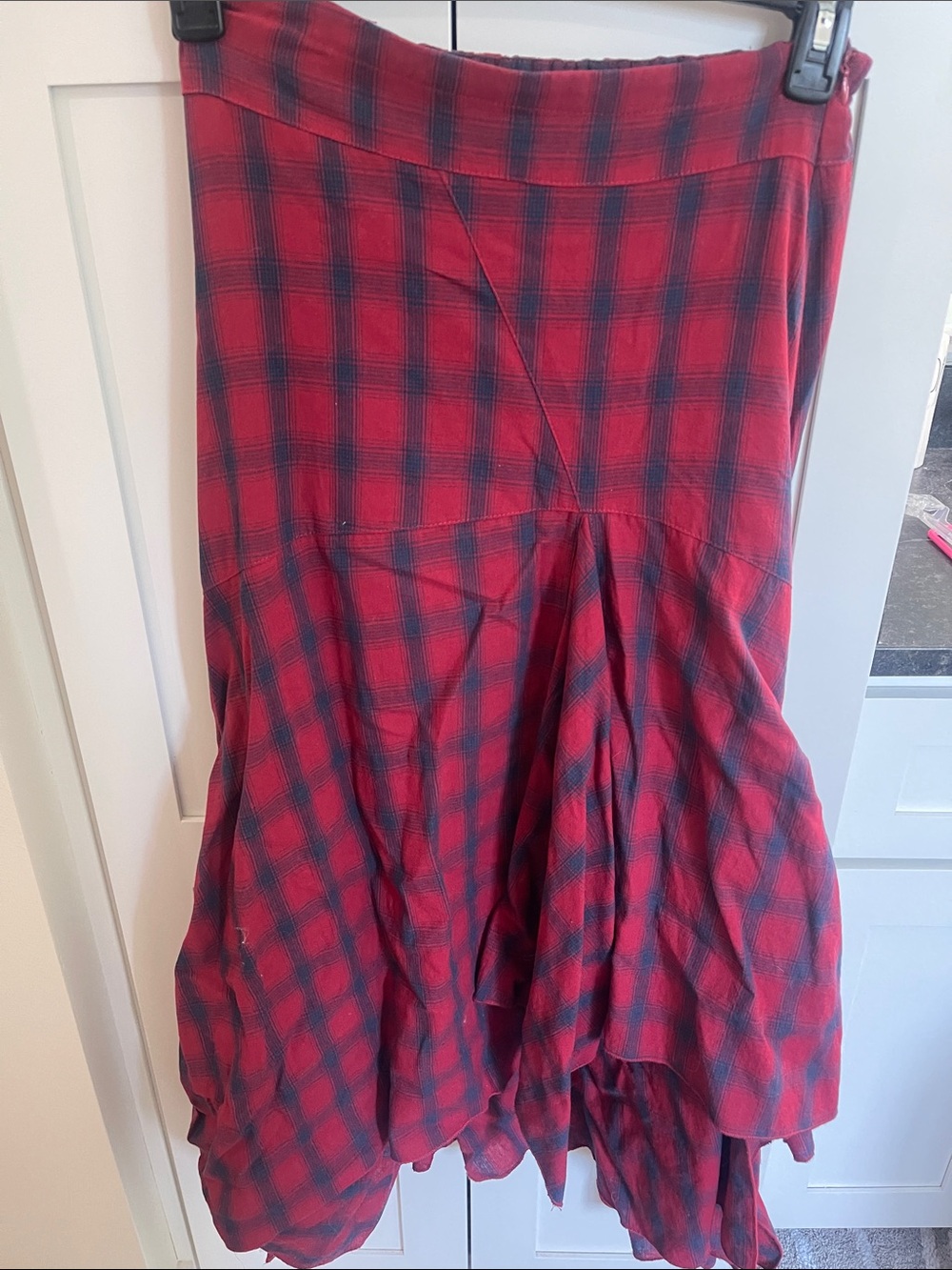 Red Plaid High-Low Women's Skirt